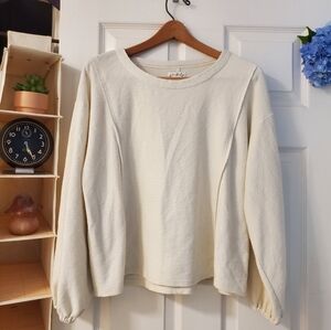 Wonderly Cream Relaxed Boxy Shirt with Crew Neck SZ:M